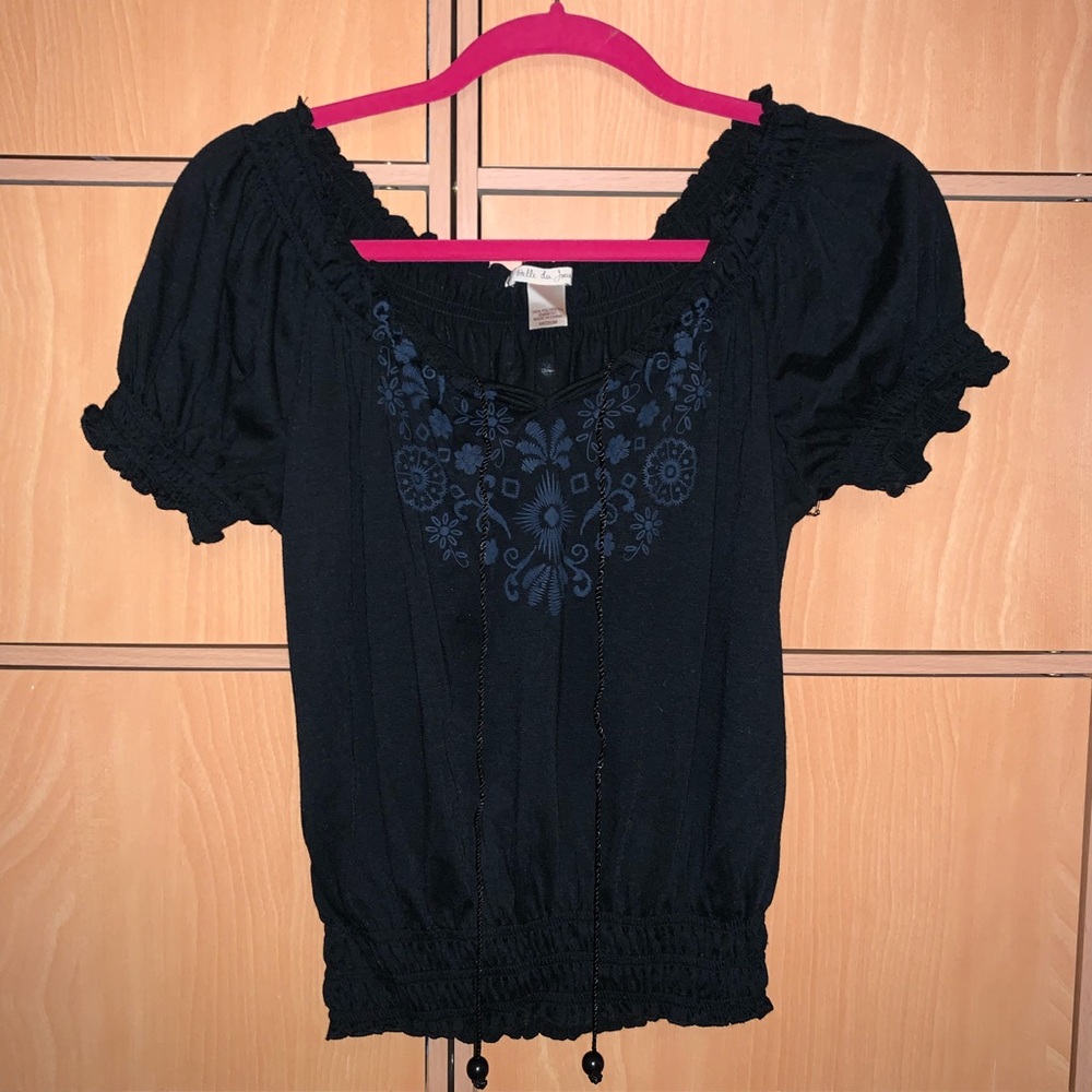 Midnight floral short sleeved blouse
